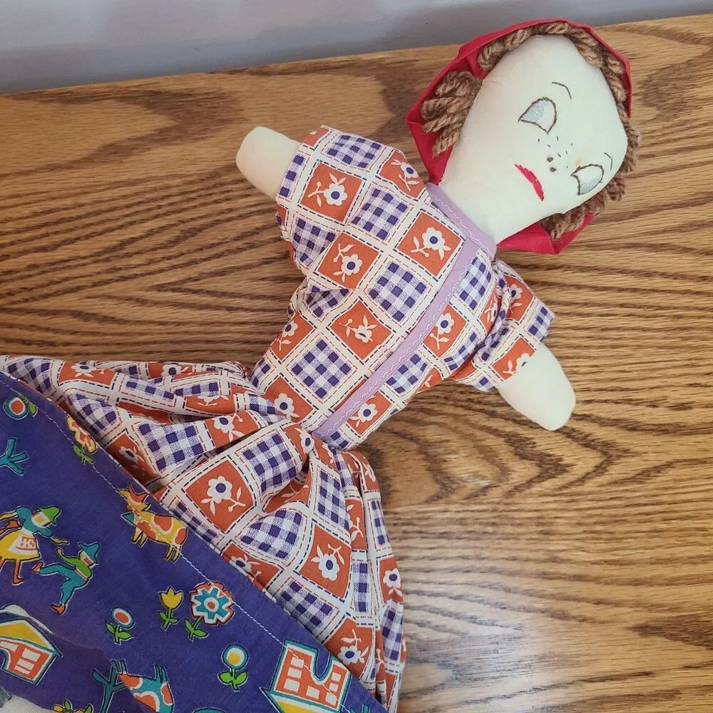 Vintage Topsy Turvy Handmade Folk Art Doll Rag Doll Two Dolls In One Primitive